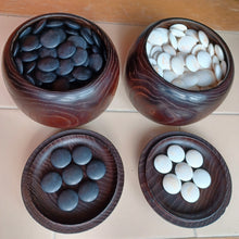 Load image into Gallery viewer, #C365 - Size 25 Slate and Shell Go Stones (Japanese) and Go Bowls (Chestnut) Set - Suwabute