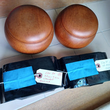 Load image into Gallery viewer, #C369 - Size 34 Go Stones (Slate and Clamshell) and Go Bowls (Red Oak) Set