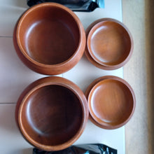 Load image into Gallery viewer, #C369 - Size 34 Go Stones (Slate and Clamshell) and Go Bowls (Red Oak) Set