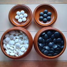 Load image into Gallery viewer, #C369 - Size 34 Go Stones (Slate and Clamshell) and Go Bowls (Red Oak) Set