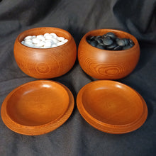 Load image into Gallery viewer, #C369 - Size 34 Go Stones (Slate and Clamshell) and Go Bowls (Red Oak) Set