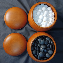 Load image into Gallery viewer, #C369 - Size 34 Go Stones (Slate and Clamshell) and Go Bowls (Red Oak) Set