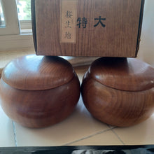 Load image into Gallery viewer, #C392 - Size 36 Go Stones (Slate and Clamshell) and Go Bowls (Keyaki) Set
