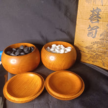 Load image into Gallery viewer, #C392 - Size 36 Go Stones (Slate and Clamshell) and Go Bowls (Keyaki) Set
