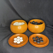 Load image into Gallery viewer, #C396 - Size 32 Go Stones (Slate & Shell) and Go Bowls (Pear) Set - Moon / Snow