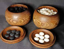 Load image into Gallery viewer, #C403 - Size 31 Slate and Shell Go Stones (Japanese) and Go Bowls (Chestnut) Set - Suwabute - Off-Spec