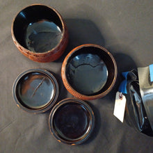 Load image into Gallery viewer, #C411 - Size 15 Go Stones (Japanese Slate and Clamshell) and Go Bowls (Lacquered) Set