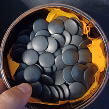 Load image into Gallery viewer, #C411 - Size 15 Go Stones (Japanese Slate and Clamshell) and Go Bowls (Lacquered) Set