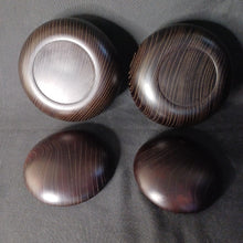 Load image into Gallery viewer, #C415 - Size 34 Slate and Shell Go Stones (Japanese) and Go Bowls (Keyaki) Set - Suwabute