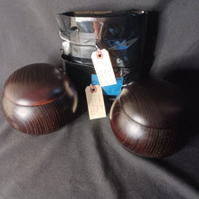 Load image into Gallery viewer, #C415 - Size 34 Slate and Shell Go Stones (Japanese) and Go Bowls (Keyaki) Set - Suwabute