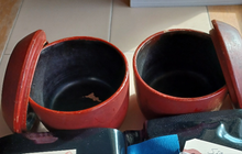 Load image into Gallery viewer, #C399 - Size 15 Slate and Shell Set - Antique - Lacquered Bowls - Japanese Clamshell