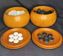 Load image into Gallery viewer, #C396 - Size 32 Go Stones (Slate & Shell) and Go Bowls (Pear) Set - Moon / Snow
