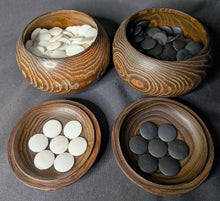 Load image into Gallery viewer, #C416 - Size 20 Slate and Shell Go Stones (Japanese) and Go Bowls Set (Chestnut)