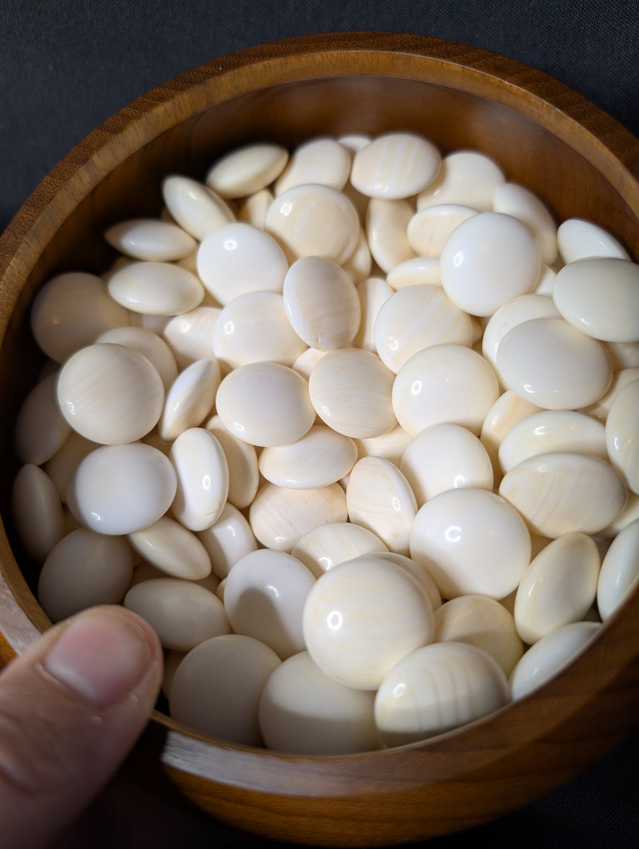 C419 - Size 36 Slate and Shell Go Stones (Japanese) and Go Bowls