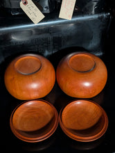 Load image into Gallery viewer, #C428 - Size 32 Go Stones (Slate and Shell) and Go Bowls (Cherry) Set