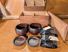 Load image into Gallery viewer, #C429 - Size 15 Slate and Shell Set - Chestnut Bowls - Japanese Clamshell - Storage Box