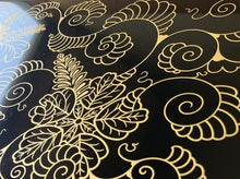 Load image into Gallery viewer, #J285632 - 17cm Floor Board - Black & Gold Lacquer - Floral Design - Free FedEx Shipping