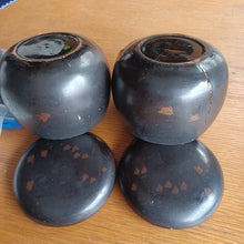 Load image into Gallery viewer, Size 30 Go Stones and Go Bowls Set - Antique Black and Gold Lacquered Bowls - Glass Stones - #C109