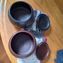 Load image into Gallery viewer, #C167 - Size 25 Go Stones and Go Bowls Set - Mismatched Chestnut Bowls - Glass Stones
