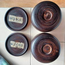Load image into Gallery viewer, #C179 Size 15 Go Stones and Go Bowls Set - Medium - Honinbo Style - Slate & Japanese Clamshell