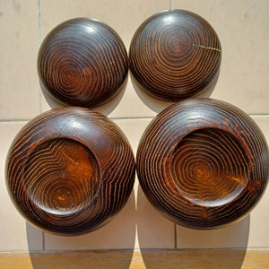 #C276 - Size 15 Slate and Shell Set - Antique - Chestnut Bowls - Japanese Clamshell