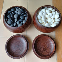 Load image into Gallery viewer, #C278 - Size 32 Slate and Shell Go Stones (Utility) and Go Bowls (Chestnut) Set