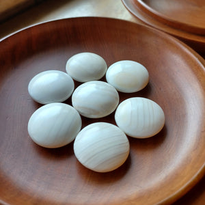 #C286 - Size 30 Slate and Shell Go Stones (Japanese) and Go Bowls (Cherry) Set - Suwabute - Sakura