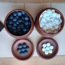 Load image into Gallery viewer, #C306 - Size 34 Go Stones (Slate and Clamshell) and Go Bowls (Keyaki) Set
