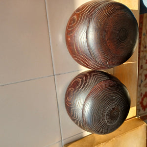 #C307 - Size 15 Slate and Shell Set - Antique - Chestnut Bowls - Japanese Clamshell (Copy)