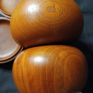 #C314 - Size 32/33 Slate and Shell Go Stones (moon) and Go Bowls (keyaki) Set