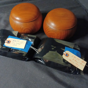 #C314 - Size 32/33 Slate and Shell Go Stones (moon) and Go Bowls (keyaki) Set