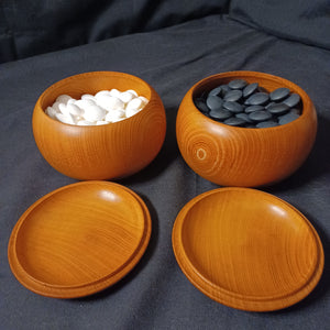 #C326 - Size 34 Go Stones (Slate and Clamshell) and Go Bowls (Cypress) Set