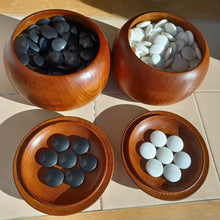 Load image into Gallery viewer, #C332 - 6-7mm Go Stones (glass) and Go Bowls (keyaki) Set