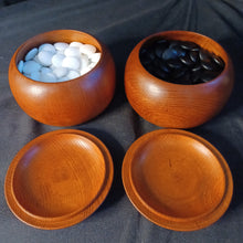 Load image into Gallery viewer, #C332 - 6-7mm Go Stones (glass) and Go Bowls (keyaki) Set