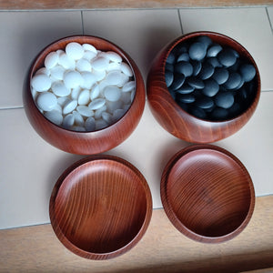 #C342 - Size 36 Go Stones (Snow) and Go Bowls (Keyaki) Set