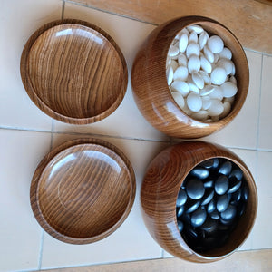 #C371 - Size 34 Go Stones (Slate and Clamshell) and Go Bowls (Mulberry / Cherry) Set