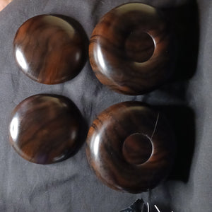 #C391 - Size 30 Go Stones (Slate & Shell) and Go Bowls (Ebony) Set - Snow