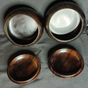 #C391 - Size 30 Go Stones (Slate & Shell) and Go Bowls (Ebony) Set - Snow