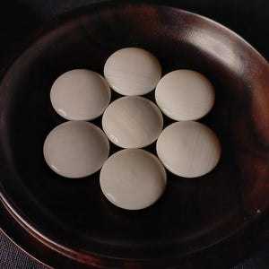 #C391 - Size 30 Go Stones (Slate & Shell) and Go Bowls (Ebony) Set - Snow