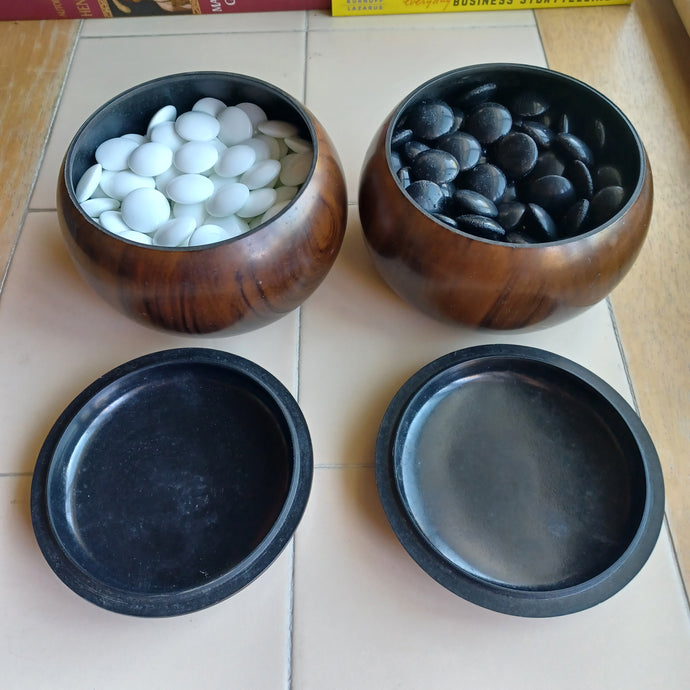 #C405 - Glass Go Stones and Resin Go Bowls Set