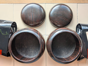 #C452 - Size 25 Go Stones (Slate & Shell) and Go Bowls (Ebony) Set