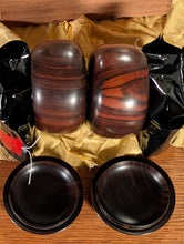 Load image into Gallery viewer, #C463 - Size 25 Go Stones (Slate &amp; Shell) and Go Bowls (Ebony) Set - Paulownia Box