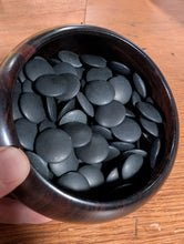 Load image into Gallery viewer, #C463 - Size 25 Go Stones (Slate &amp; Shell) and Go Bowls (Ebony) Set - Paulownia Box