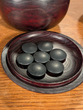Load image into Gallery viewer, #C464 - Size 25 Go Stones (Slate &amp; Shell) and Go Bowls (chestnut) Set