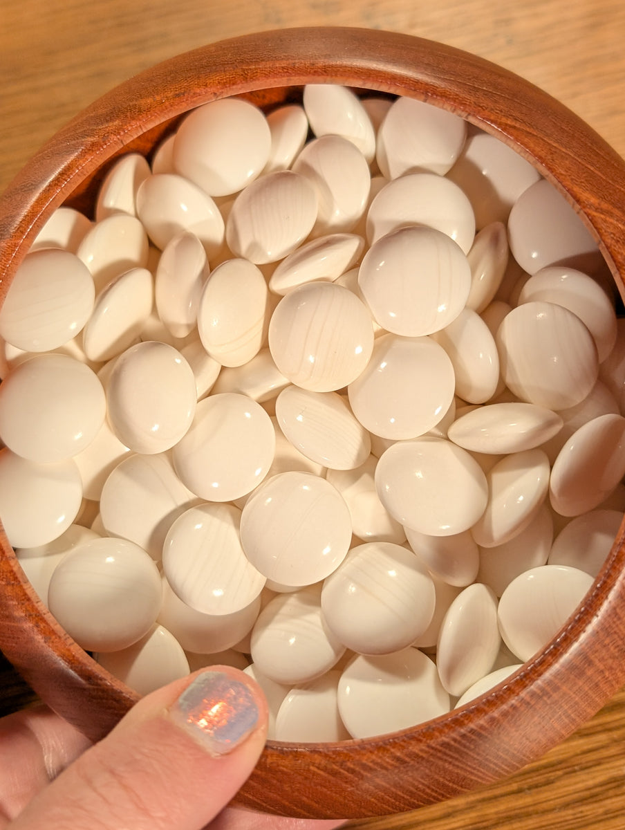 #C466 - Size 35 Go Stones (Slate and Clamshell) and Go Bowls (Cherry ...