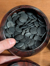 Загрузите изображение в средство просмотра галереи, #C498 - Size 18 Go Stones (Slate &amp; Shell) and Go Bowls (Ebony) Set