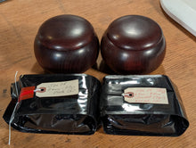 Load image into Gallery viewer, #C507 - Size 25 Slate and Shell Go Stones (Japanese) and Go Bowls (Keyaki) Set - Suwabute