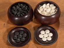 Load image into Gallery viewer, #C507 - Size 25 Slate and Shell Go Stones (Japanese) and Go Bowls (Keyaki) Set - Suwabute