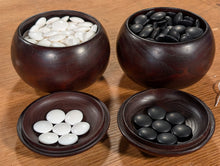 Load image into Gallery viewer, #C517 - Size 28 Go Stones (Slate &amp; Shell) and Go Bowls (Chestnut) Set