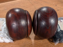 Load image into Gallery viewer, #C517 - Size 28 Go Stones (Slate &amp; Shell) and Go Bowls (Chestnut) Set